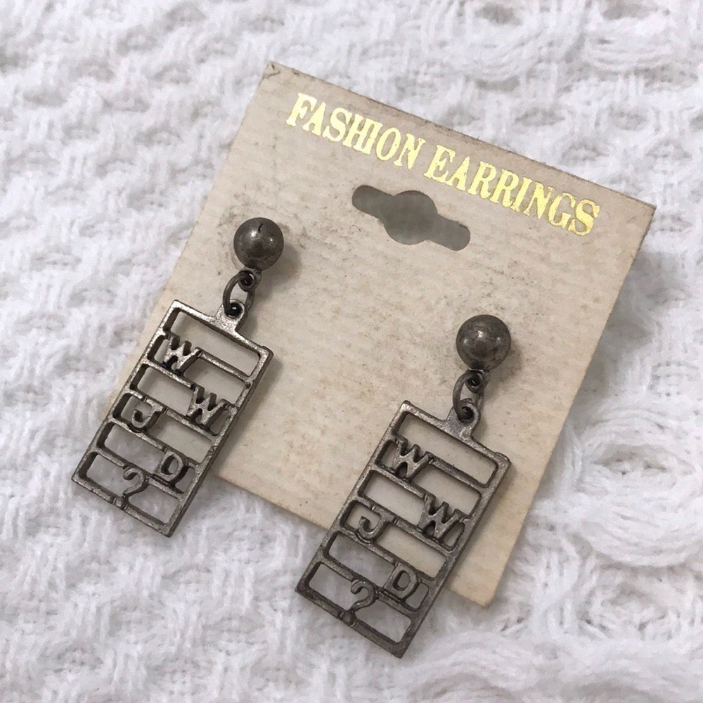 WWJD Silver Vintage Earrings What Would Jesus Do